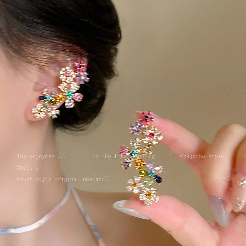 Colorful Zircon Flower Earrings