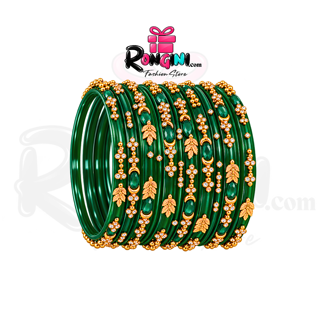Jaipuri Maroon Glass Bangles Kundan Bala Set for Women