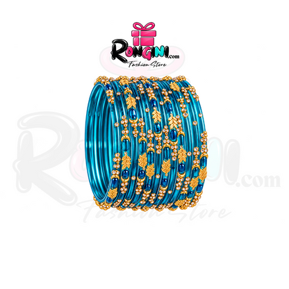 Jaipuri Maroon Glass Bangles Kundan Bala Set for Women