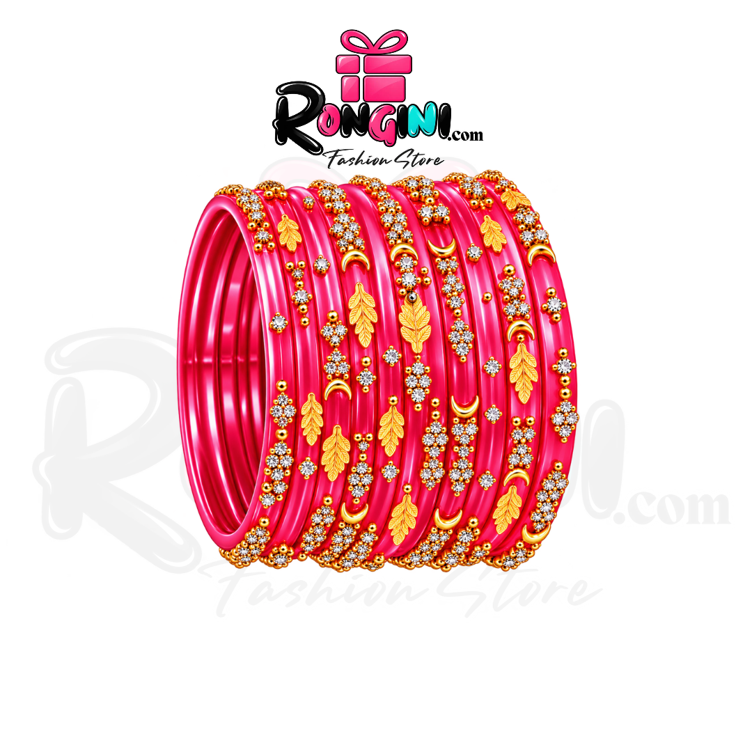 Jaipuri Pink Glass Bangles and Kundan Bala Set for Women