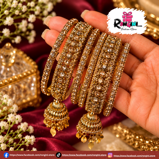 Traditional Gold Plated Jhumka Bala Bangles for Women