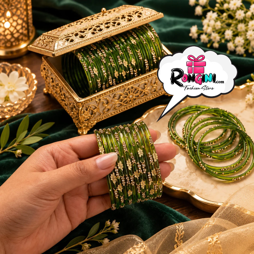 Jaipuri Maroon Glass Bangles Kundan Bala Set for Women