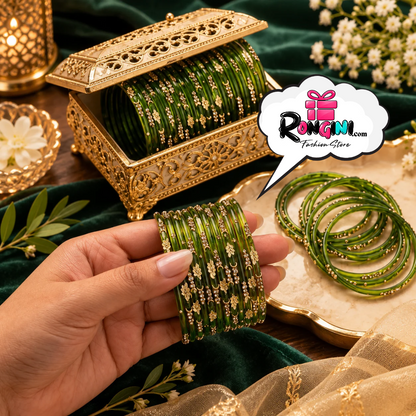 Jaipuri Maroon Glass Bangles Kundan Bala Set for Women