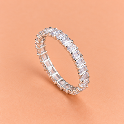 Silver Crystal Baguette Eternity Ring