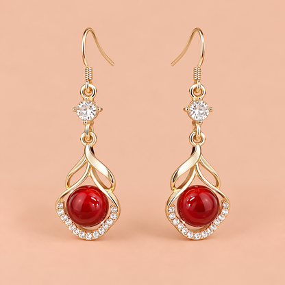 Red Rose Crystal Drop Earrings