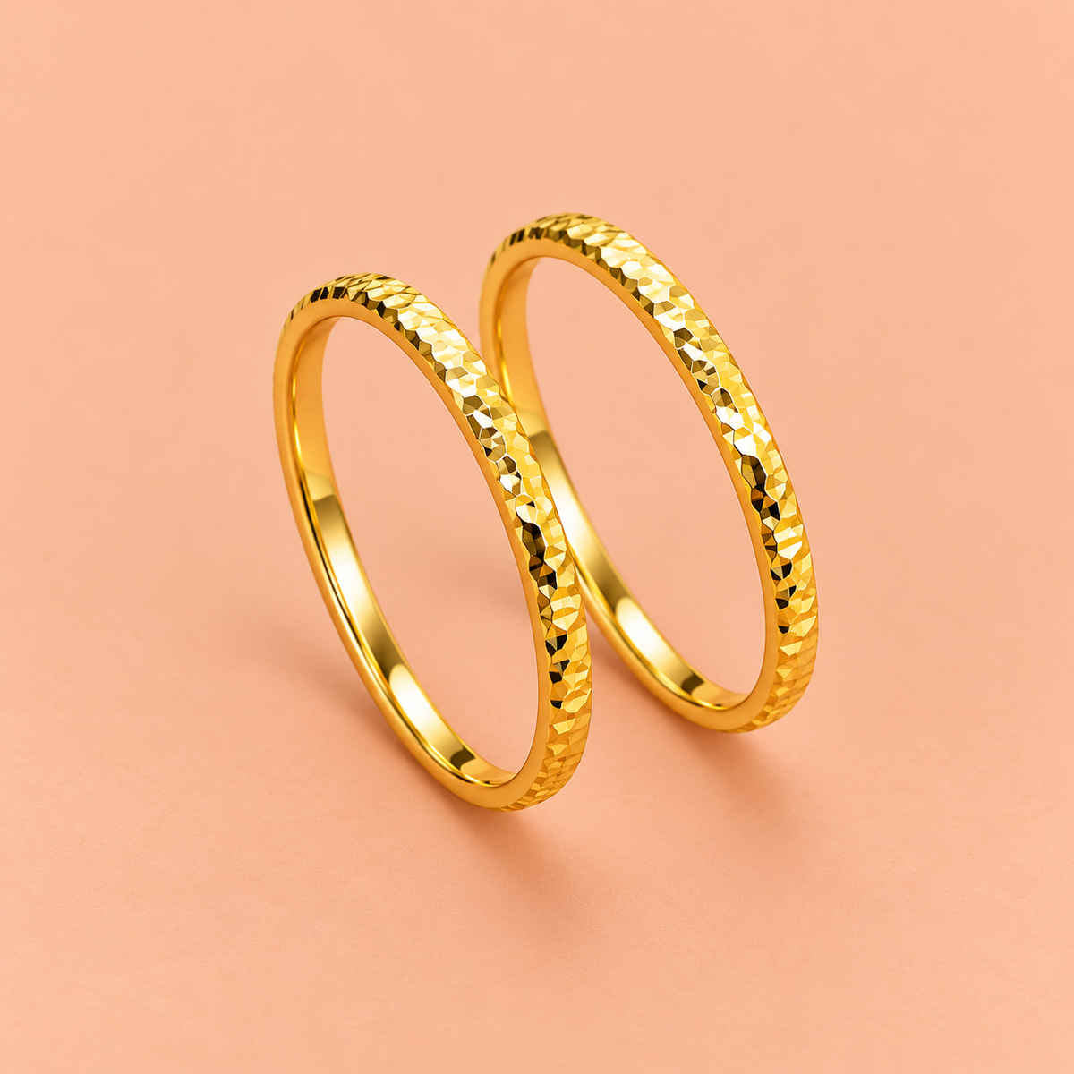 Golden Textured Minimalist Ring Set