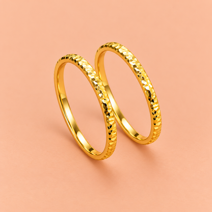 Golden Textured Minimalist Ring Set