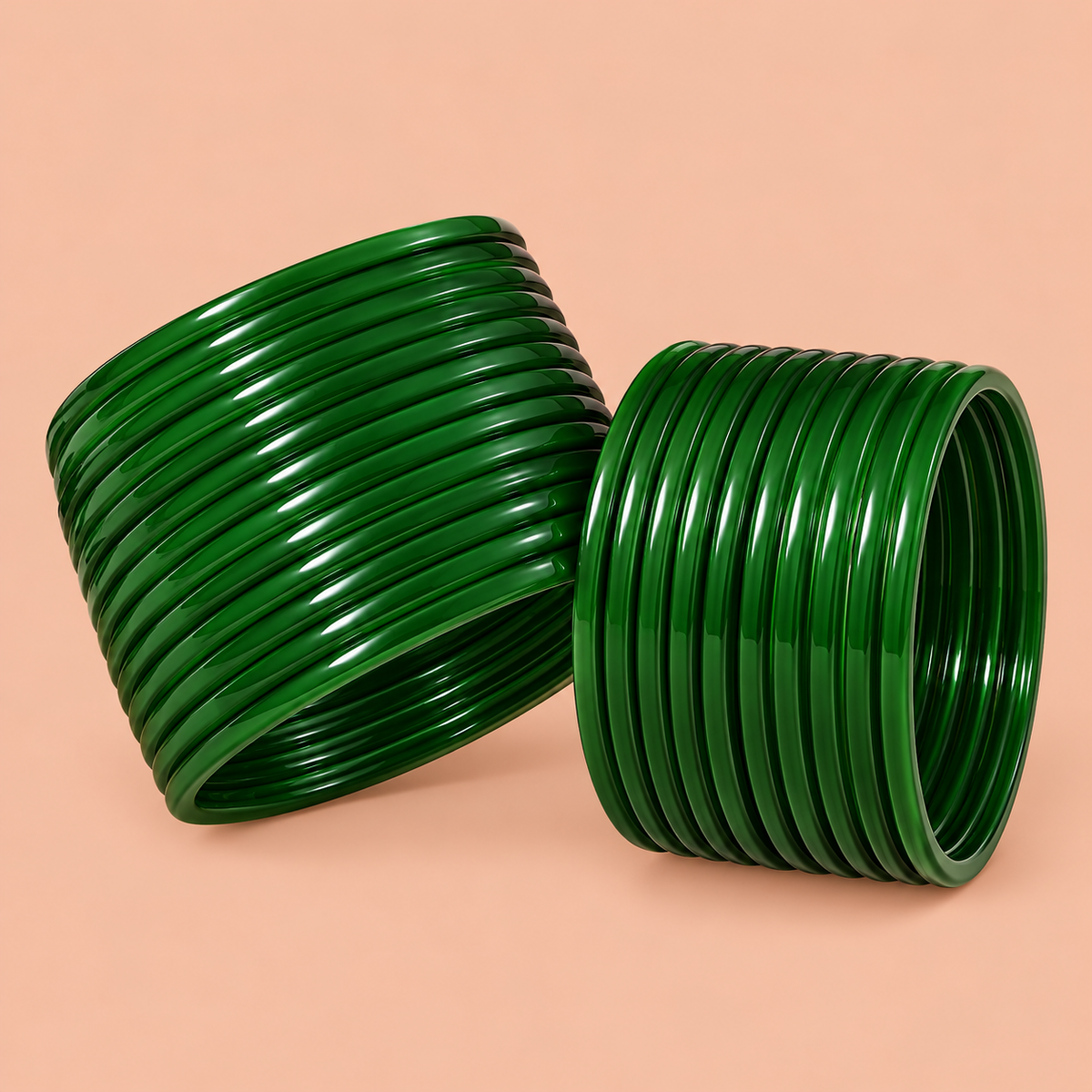 Glossy Dark Green Bangles with a Smooth Traditional Design