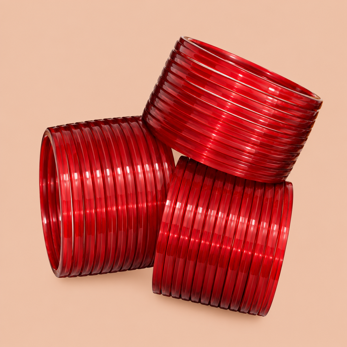 Glossy Red Bangles with a Smooth Traditional Design