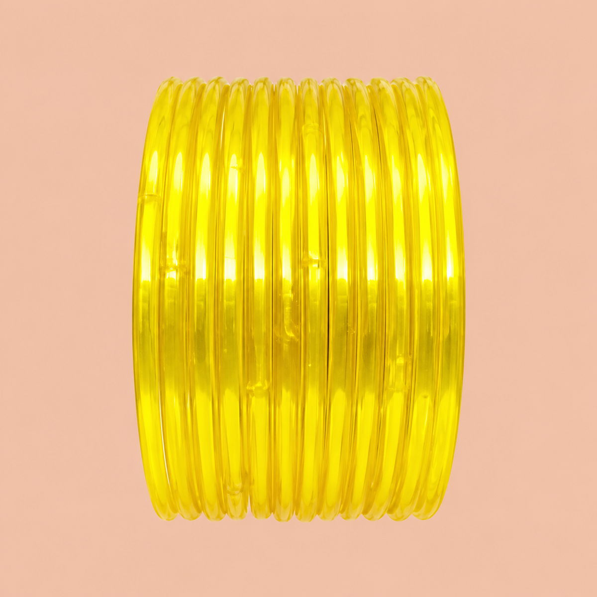 Translucent Yellow Plain Bangles with a Glossy Finish
