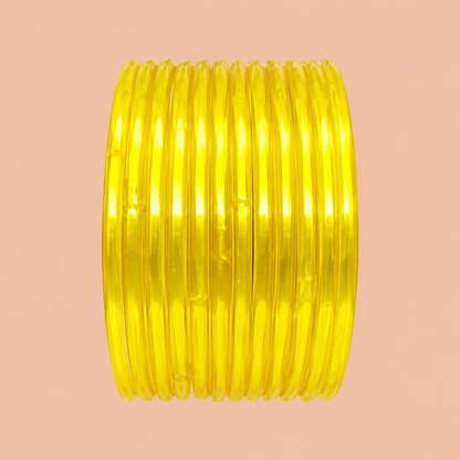 Translucent Yellow Plain Bangles with a Glossy Finish