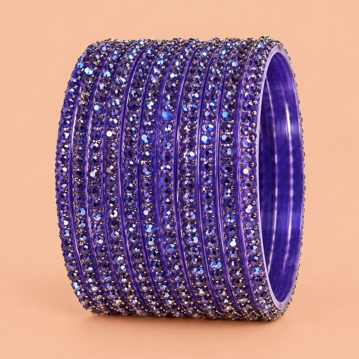 Purple Crystal Stone Bangles for Women