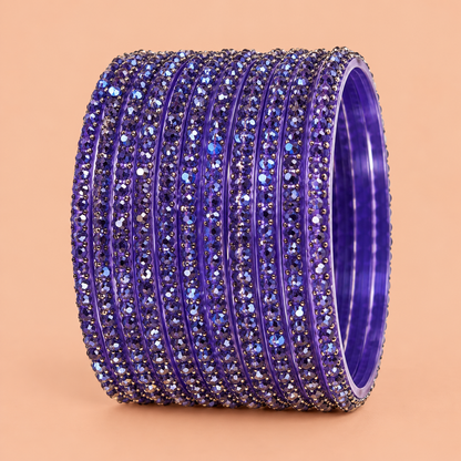 Purple Crystal Stone Bangles for Women