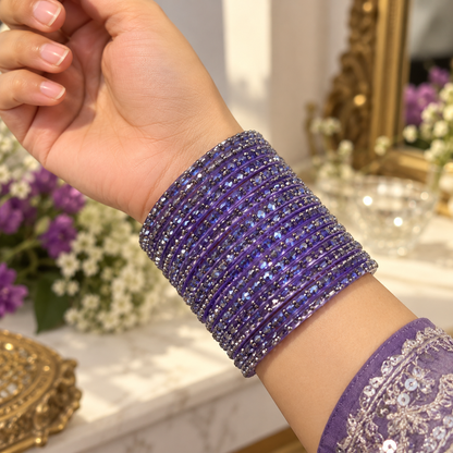 Purple Crystal Stone Bangles for Women
