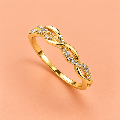 Golden Crystal Infinity Ring