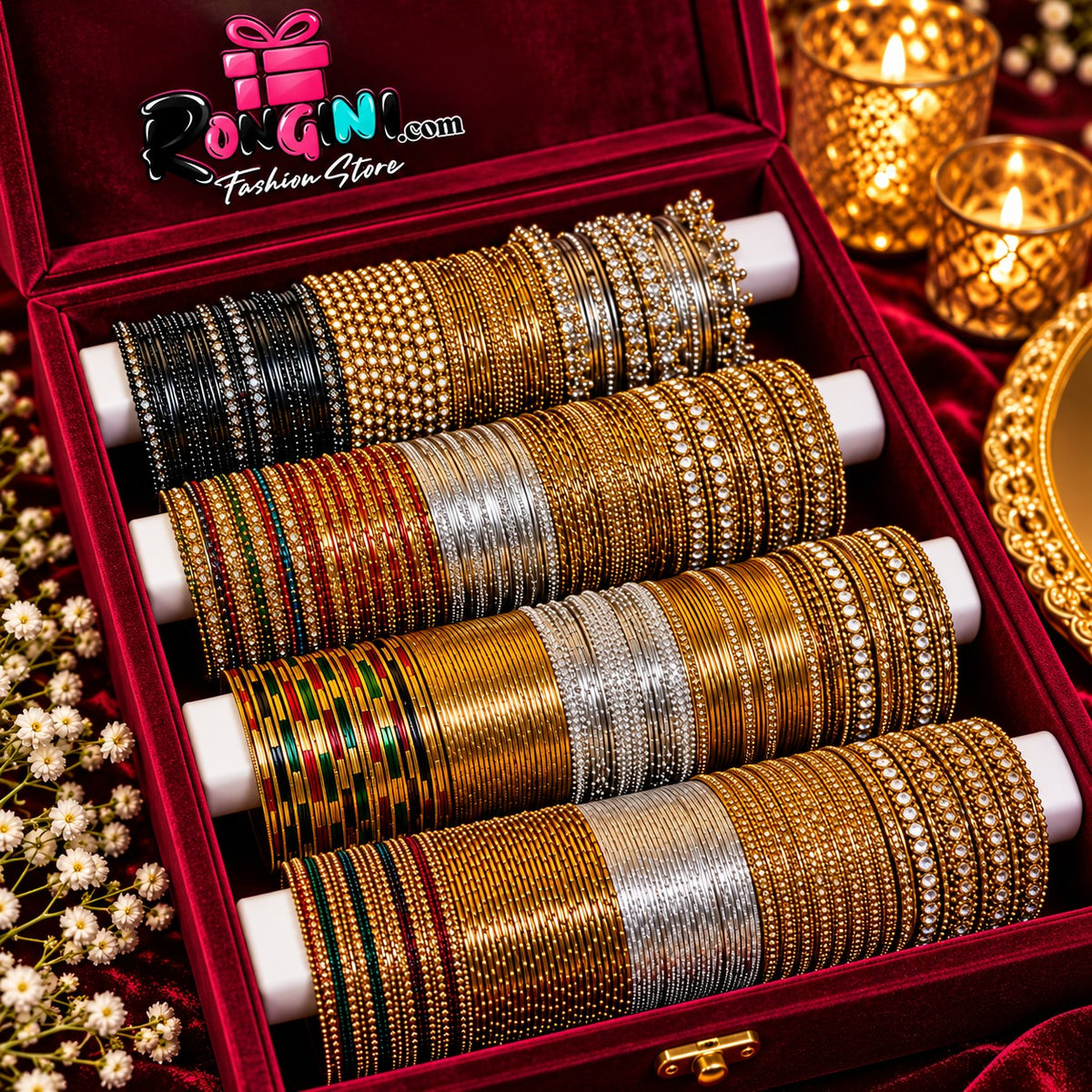 Traditional Multicolor & Gold-Tone Bangles Collection