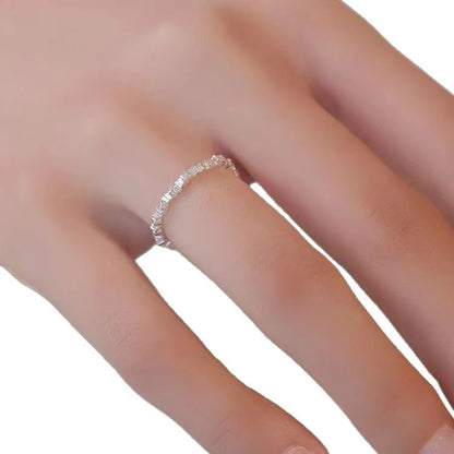 Silver Crystal Baguette Eternity Ring