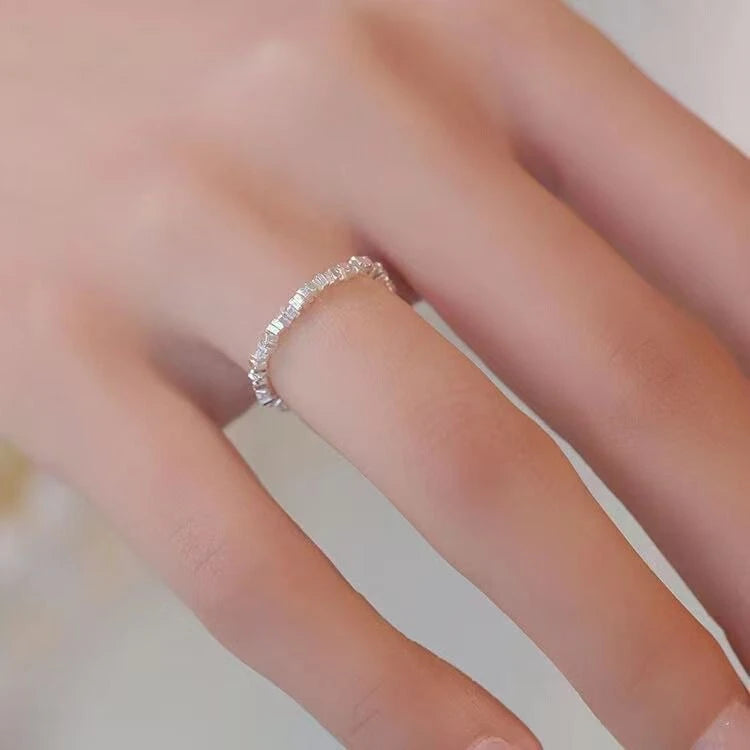 Silver Crystal Baguette Eternity Ring