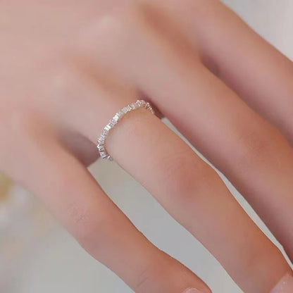 Silver Crystal Baguette Eternity Ring