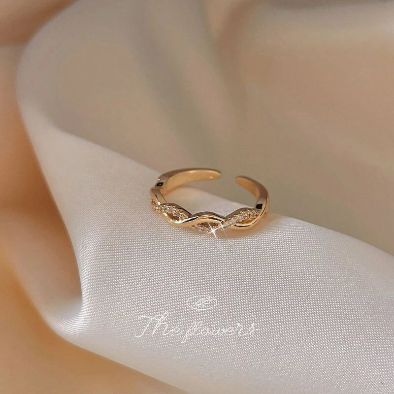 Golden Crystal Infinity Ring