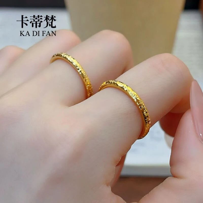 Golden Textured Minimalist Ring Set