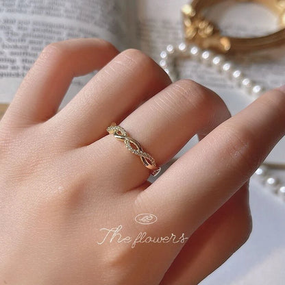 Golden Crystal Infinity Ring