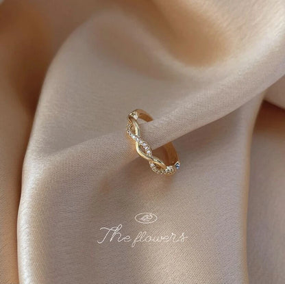 Golden Crystal Infinity Ring