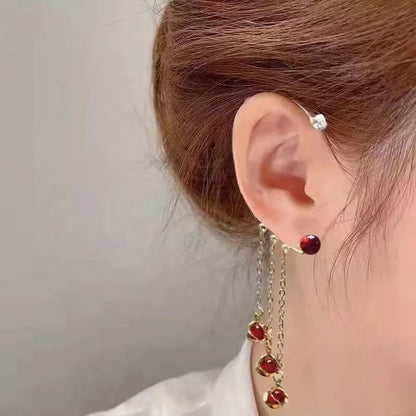 White Cat's Eye Stone Tassel Earrings | Rongini