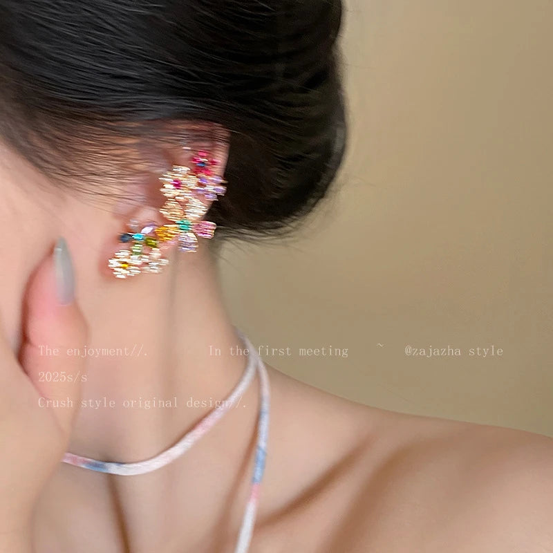 Colorful Zircon Flower Earrings