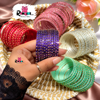 Rhinestone Bangles Set for Women in Multiple Colors