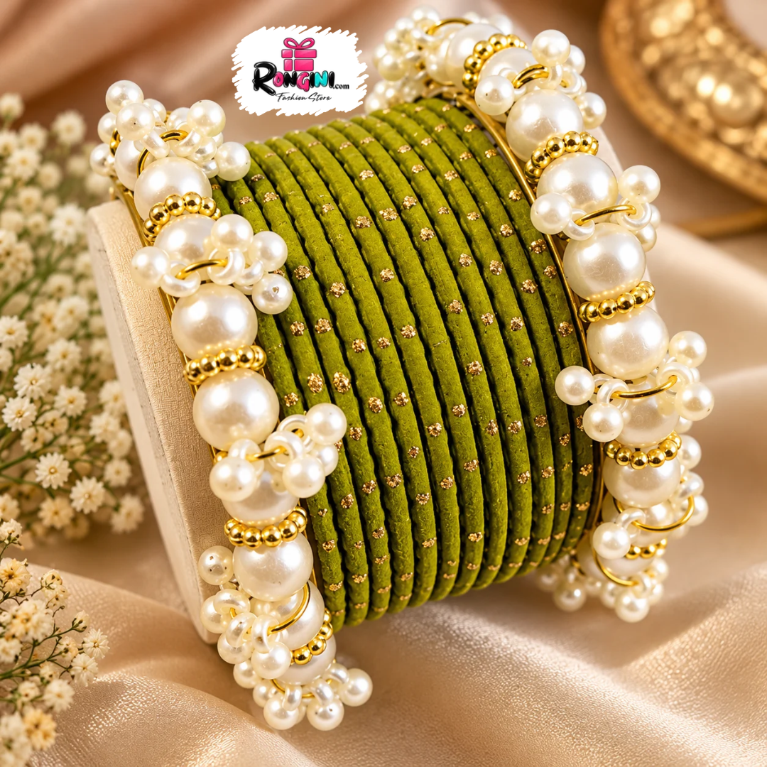 Maroon Velvet Bangles with Pearl Cluster Accents