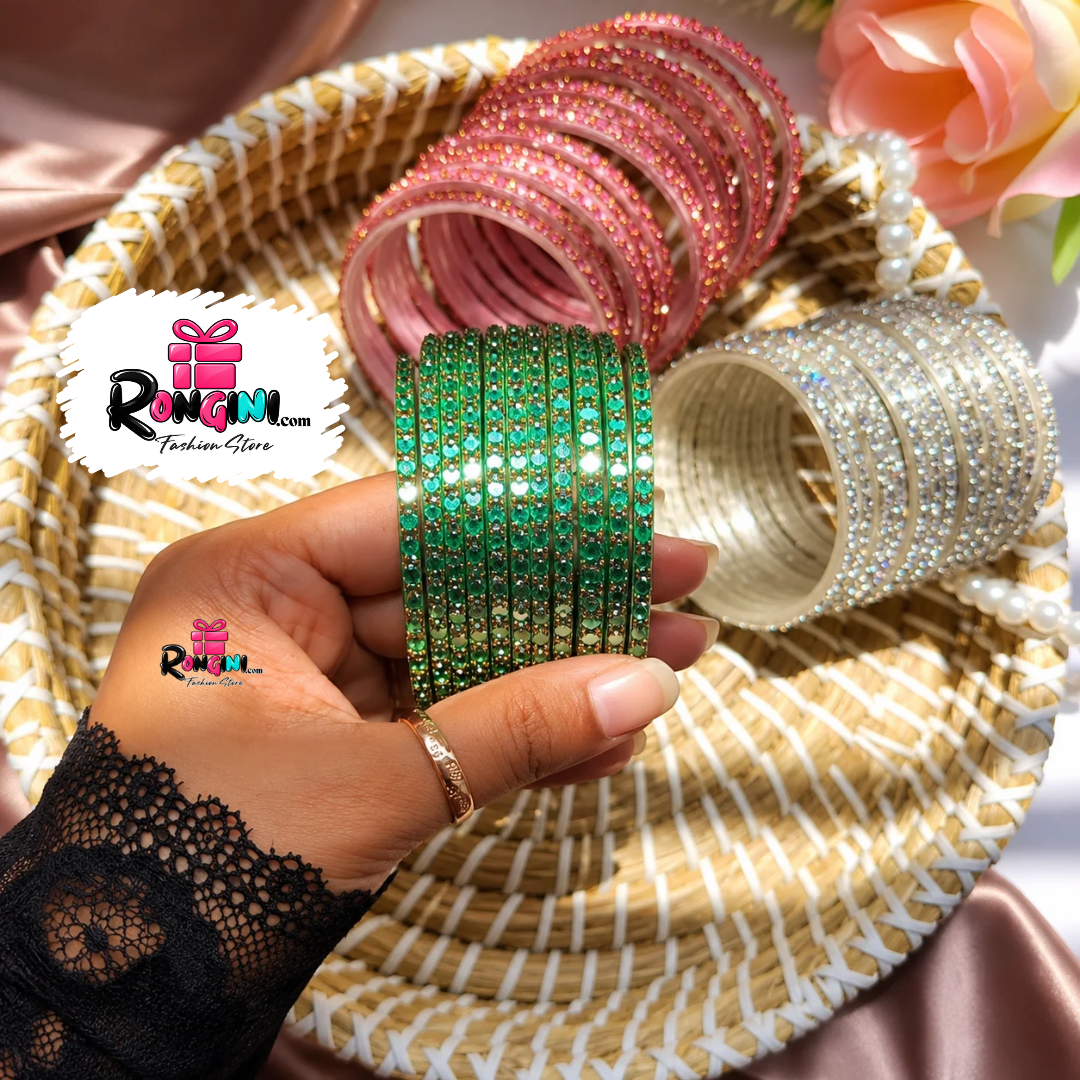 Rhinestone Bangles Set for Women in Multiple Colors