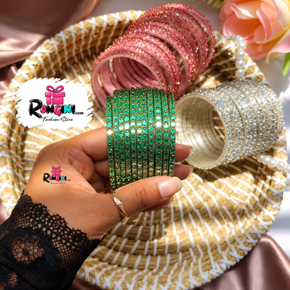 Rhinestone Bangles Set for Women in Multiple Colors