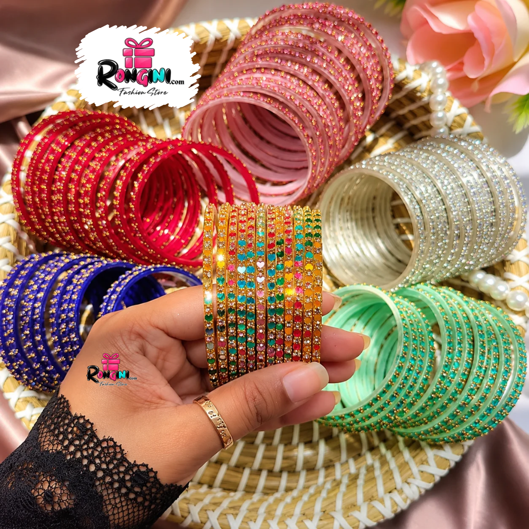 Rhinestone Bangles Set for Women in Multiple Colors