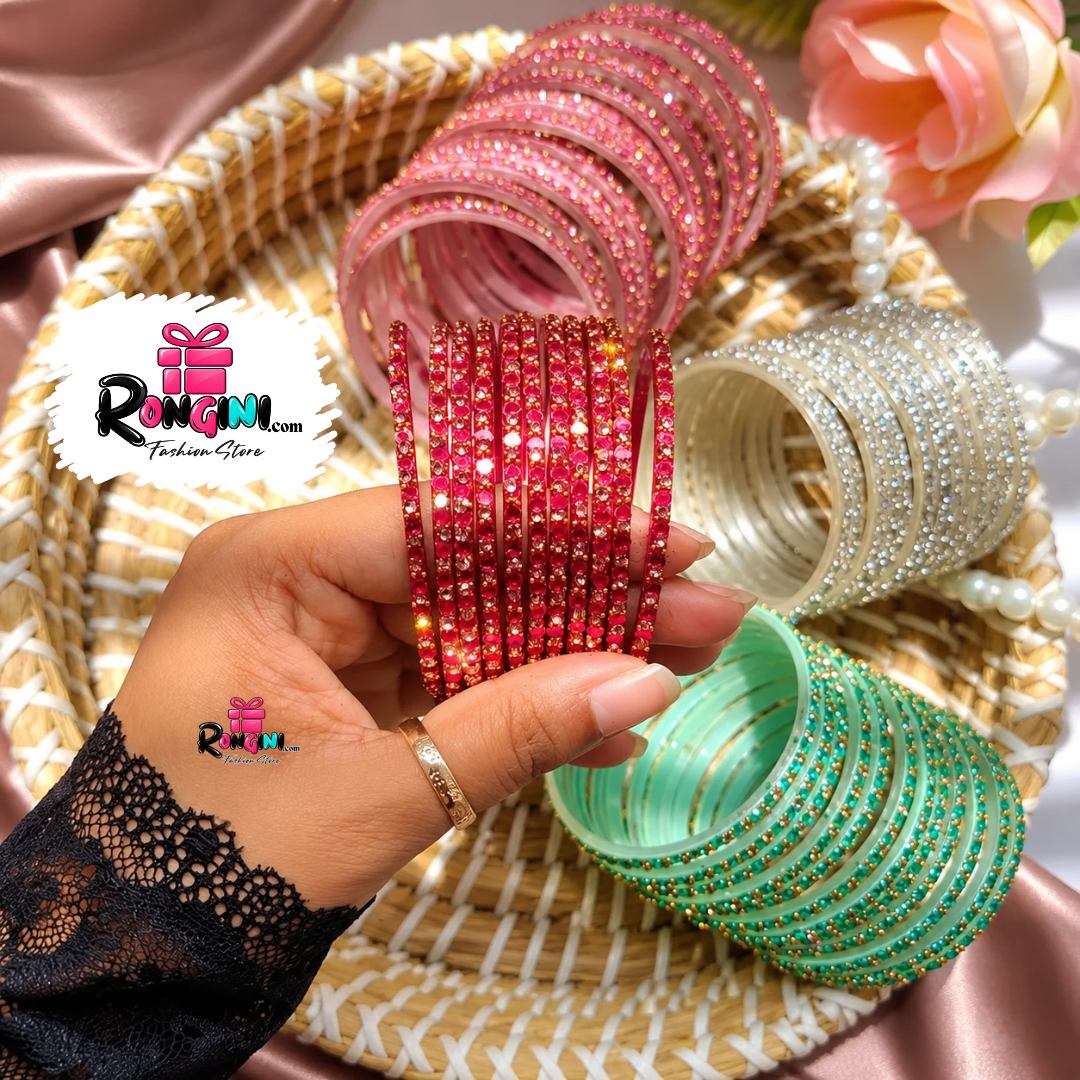 Rhinestone Bangles Set for Women in Multiple Colors