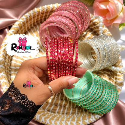 Rhinestone Bangles Set for Women in Multiple Colors