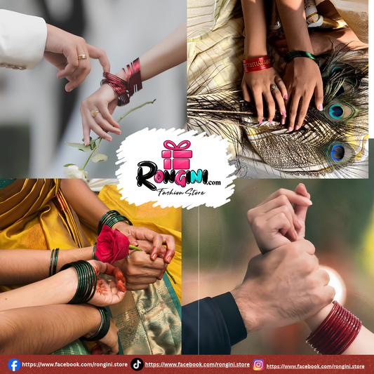 Traditional Glass Bangles Set for Women in Red and Green